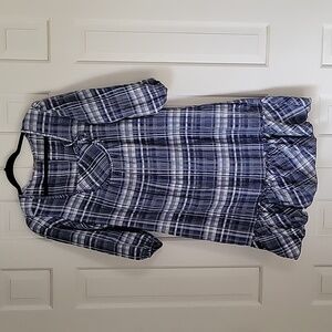 In Extenso women's blue and white plaid milkmaid midi dress sz 12 UK 16
